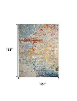 Homeroots 10' X 14' Blue And Gray Abstract Power Loom Area Rug  Polypropylene 521899