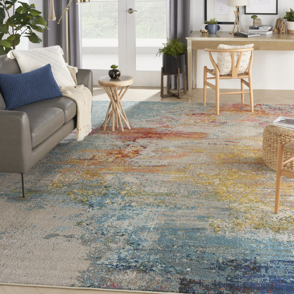 Homeroots 10' X 14' Blue And Gray Abstract Power Loom Area Rug  Polypropylene 521899