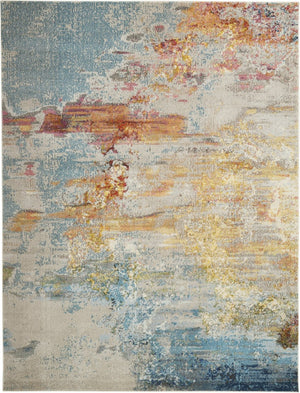 HomeRoots 12' Blue and Gray Abstract Power Loom Area Rug - Modern Design, Soft Comfort for Any Space 10' X 14' Rectangle 521899
