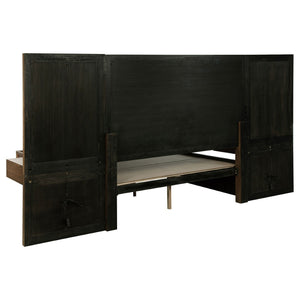 English Elm Moraga Fluted Ash Veneer California King Storage Bed with Wall Panel Nightstands B062S01834