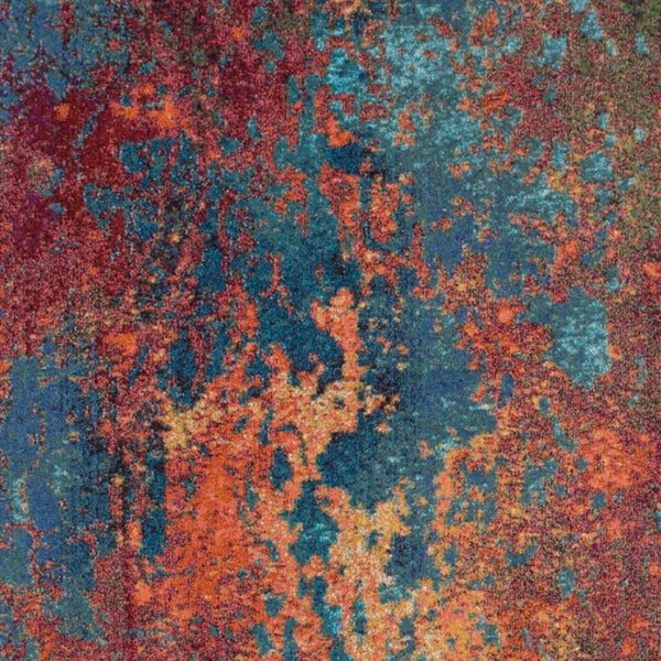 HomeRoots 8' Blue and Orange Abstract Power Loom Area Rug - Modern Design for Living Rooms and Home Offices 8' X 11' 521900