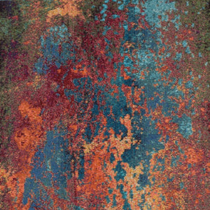 HomeRoots 8' Blue and Orange Abstract Power Loom Area Rug - Modern Design for Living Rooms and Home Offices 8' X 11' 521900