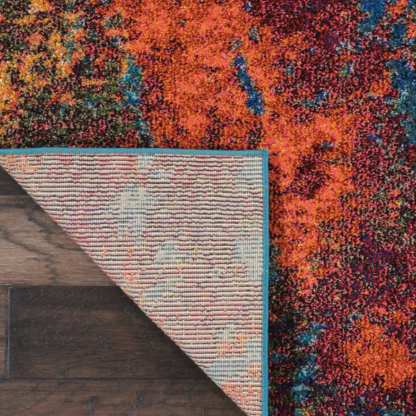 Homeroots 8' X 11' Blue And Orange Abstract Power Loom Area Rug  Polypropylene 521900