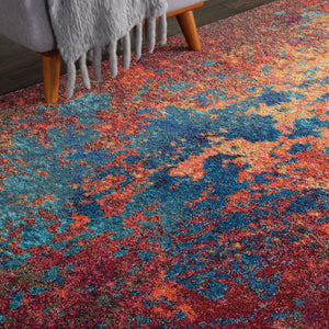 HomeRoots 8' Blue and Orange Abstract Power Loom Area Rug - Modern Design for Living Rooms and Home Offices 8' X 11' 521900