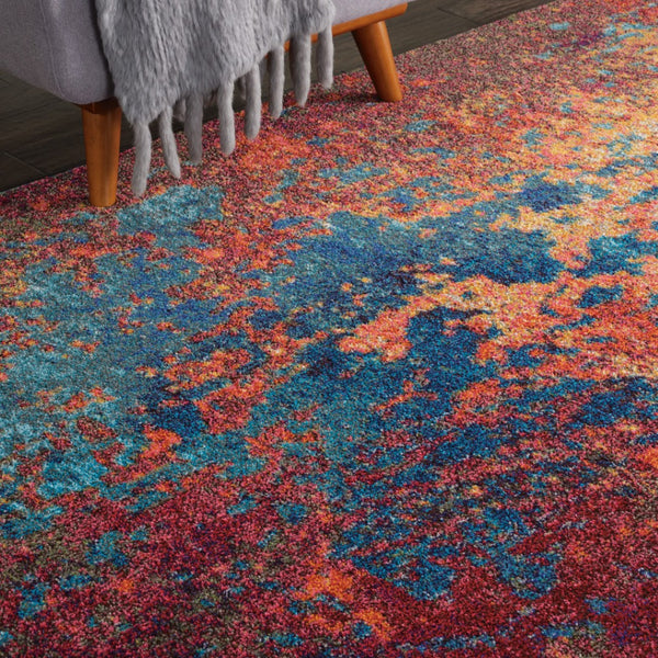 HomeRoots 8' Blue and Orange Abstract Power Loom Area Rug - Modern Design for Living Rooms and Home Offices 8' X 11' 521900