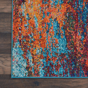 HomeRoots 12' Stunning Blue and Orange Abstract Runner Rug - Durable, Stylish, Easy Care for Modern Spaces! 521902