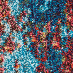 HomeRoots 12' Stunning Blue and Orange Abstract Runner Rug - Durable, Stylish, Easy Care for Modern Spaces! 521902