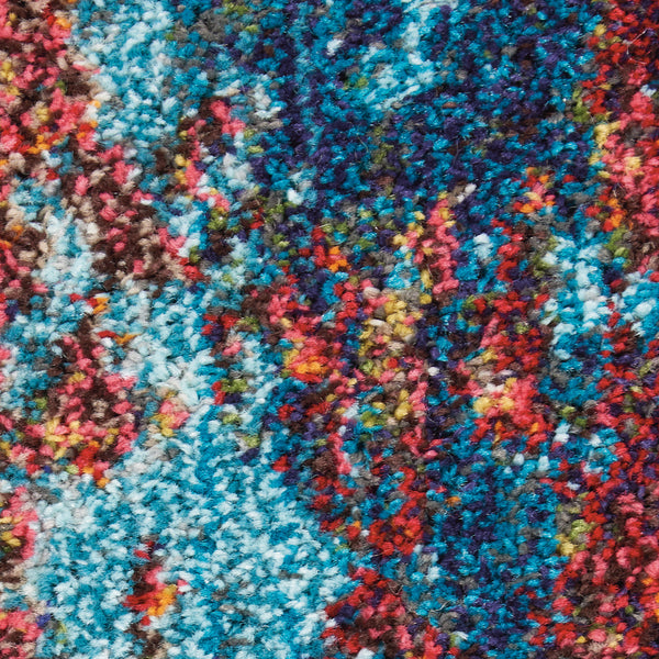 Homeroots 12' Runner Blue And Orange Abstract Power Loom Runner Rug  Polypropylene 521902