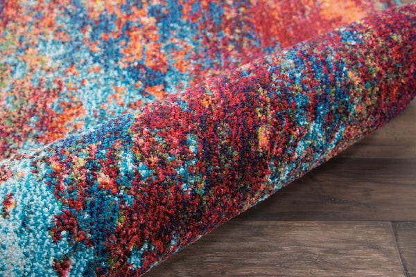 Homeroots 12' Runner Blue And Orange Abstract Power Loom Runner Rug  Polypropylene 521902