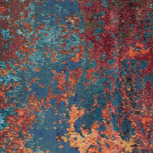 HomeRoots 8' Blue and Orange Abstract Power Loom Area Rug - Modern Design for Living Rooms and Home Offices 10' X 14' 521903