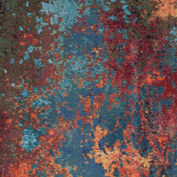 HomeRoots 8' Blue and Orange Abstract Power Loom Area Rug - Modern Design for Living Rooms and Home Offices 10' X 14' 521903