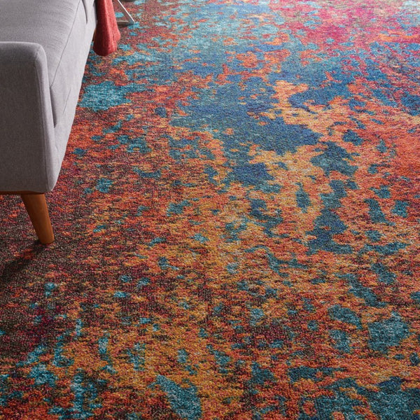 HomeRoots 8' Blue and Orange Abstract Power Loom Area Rug - Modern Design for Living Rooms and Home Offices 10' X 14' 521903