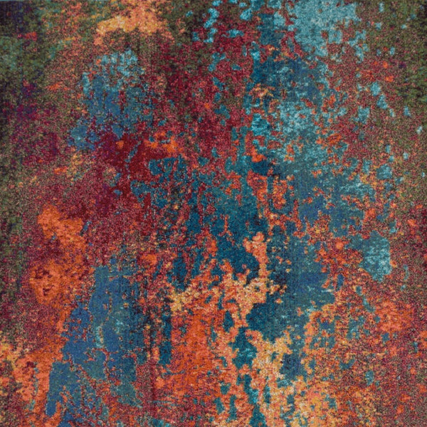 HomeRoots 8' Blue and Orange Abstract Power Loom Area Rug - Modern Design for Living Rooms and Home Offices 7' X 10' 521904