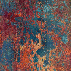 HomeRoots 8' Blue and Orange Abstract Power Loom Area Rug - Modern Design for Living Rooms and Home Offices 7' X 10' 521904