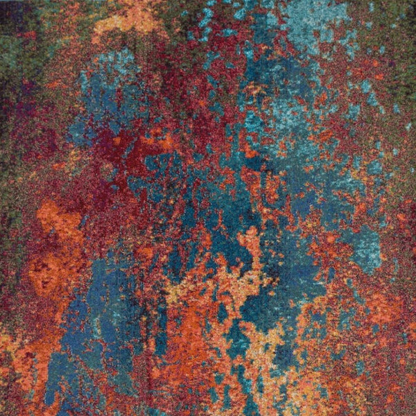 HomeRoots 8' Blue and Orange Abstract Power Loom Area Rug - Modern Design for Living Rooms and Home Offices 7' X 10' 521904