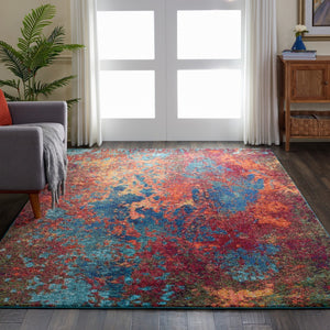 HomeRoots 8' Blue and Orange Abstract Power Loom Area Rug - Modern Design for Living Rooms and Home Offices 7' X 10' 521904