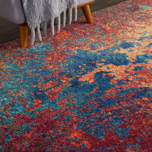 HomeRoots 8' Blue and Orange Abstract Power Loom Area Rug - Modern Design for Living Rooms and Home Offices 7' X 10' 521904