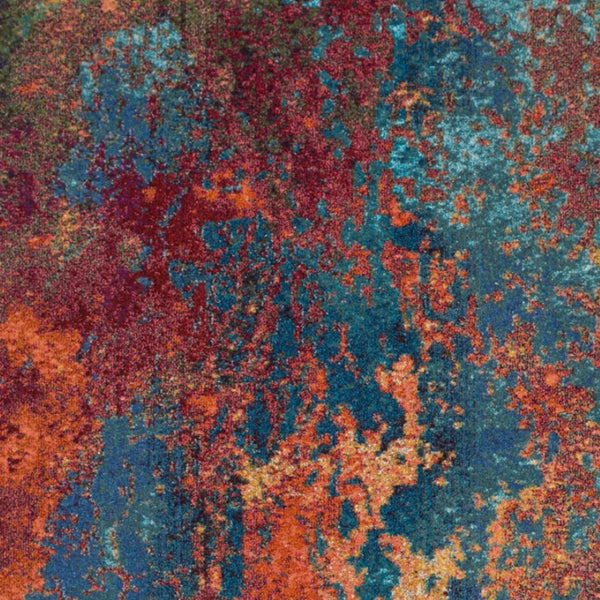 HomeRoots 8' Blue and Orange Abstract Power Loom Area Rug - Modern Design for Living Rooms and Home Offices 7' X 10' 521904