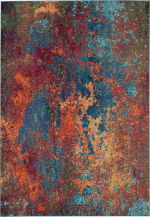 HomeRoots 8' Blue and Orange Abstract Power Loom Area Rug - Modern Design for Living Rooms and Home Offices 7' X 10' 521904