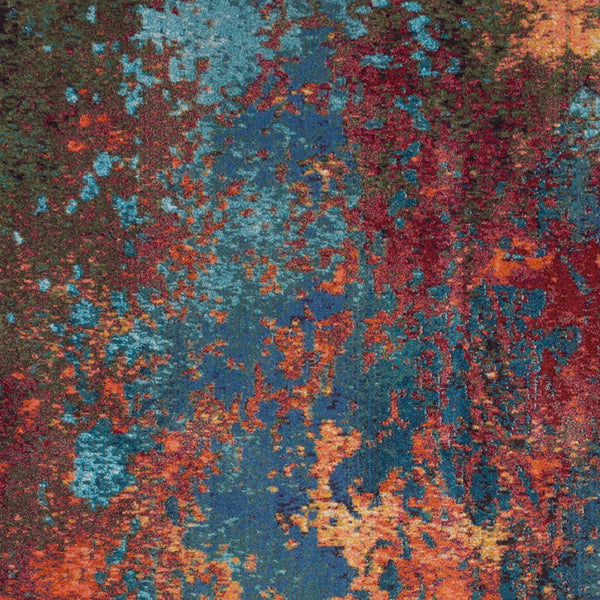 Homeroots 9' X 12' Blue And Orange Abstract Power Loom Area Rug  Polypropylene 521905