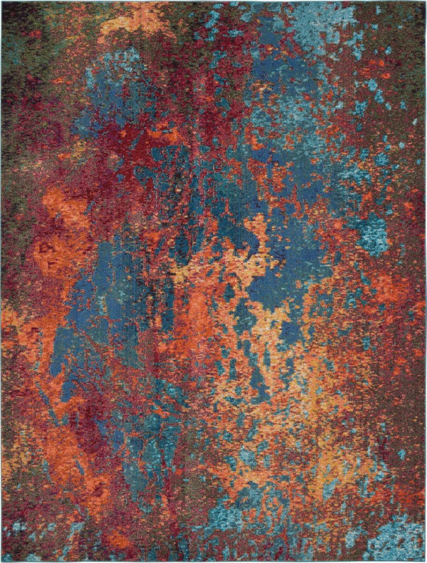 HomeRoots 8' Blue and Orange Abstract Power Loom Area Rug - Modern Design for Living Rooms and Home Offices 9' X 12' 521905
