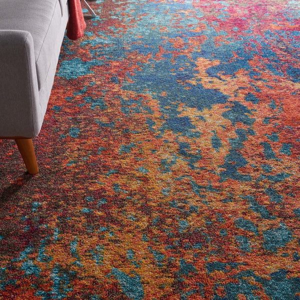 HomeRoots 8' Blue and Orange Abstract Power Loom Area Rug - Modern Design for Living Rooms and Home Offices 9' X 12' 521905