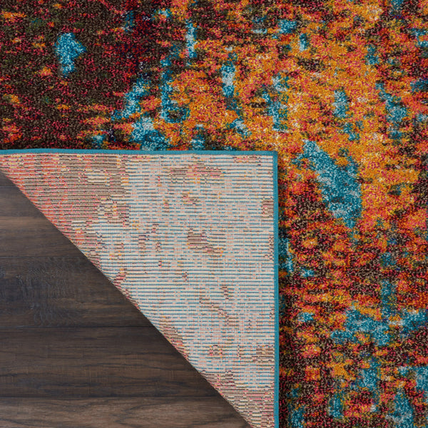 Homeroots 9' X 12' Blue And Orange Abstract Power Loom Area Rug  Polypropylene 521905