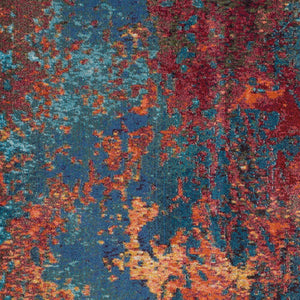 Homeroots 9' X 12' Blue And Orange Abstract Power Loom Area Rug  Polypropylene 521905