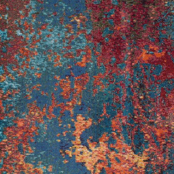 Homeroots 9' X 12' Blue And Orange Abstract Power Loom Area Rug  Polypropylene 521905