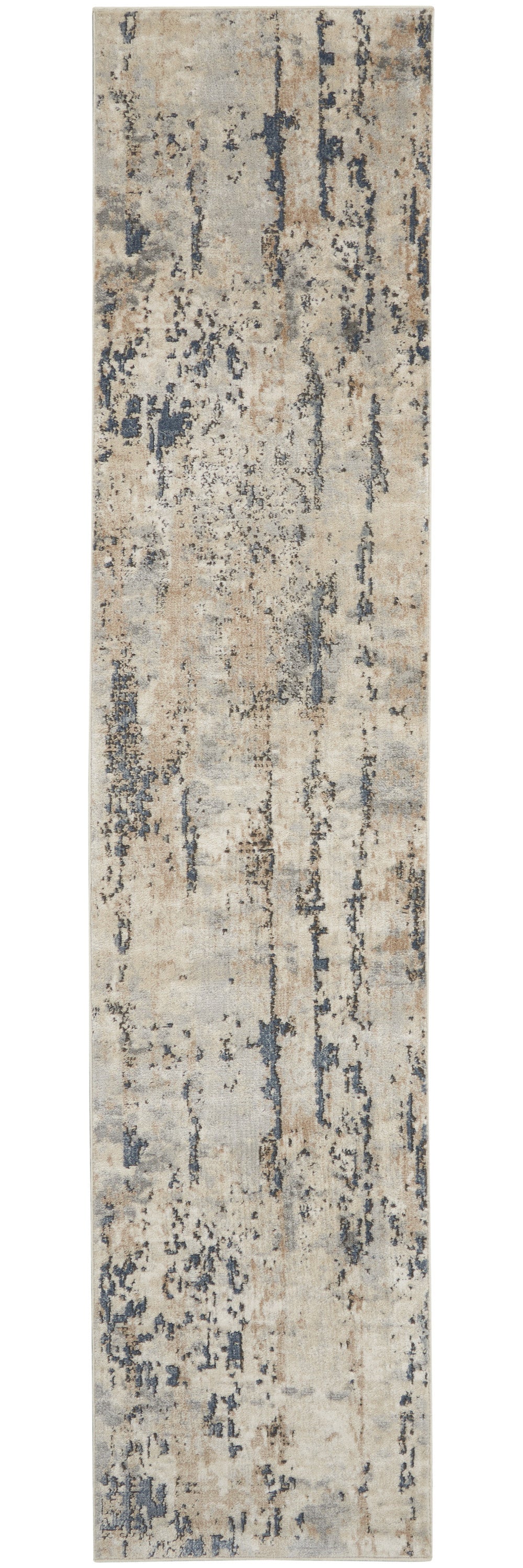 Homeroots 10' Beige And Ivory Abstract Power Loom Runner Rug  Polypropylene,Polyester 521911