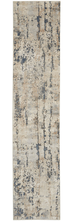 Homeroots 10' Beige And Ivory Abstract Power Loom Runner Rug  Polypropylene,Polyester 521911