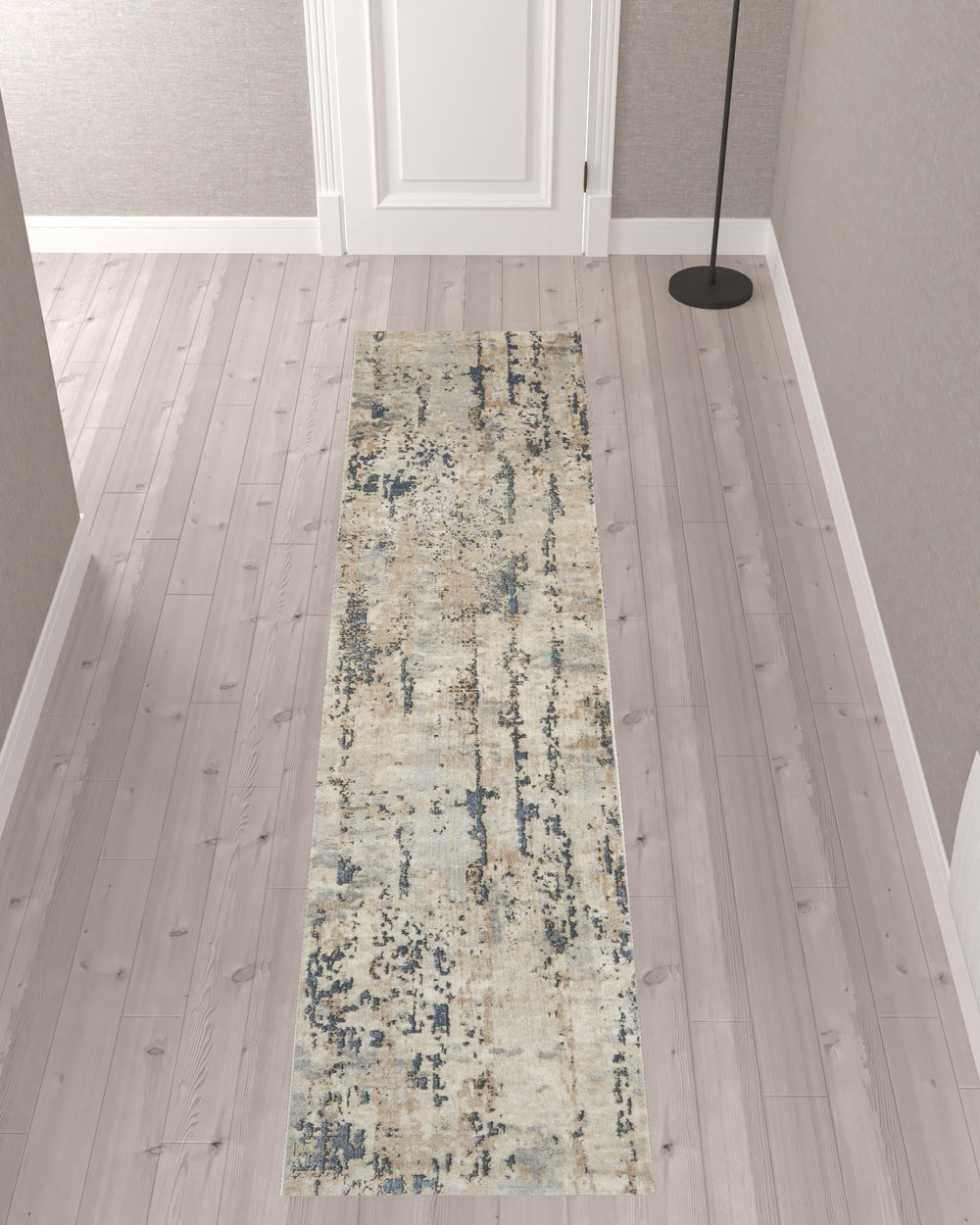 Homeroots 10' Beige And Ivory Abstract Power Loom Runner Rug  Polypropylene,Polyester 521911