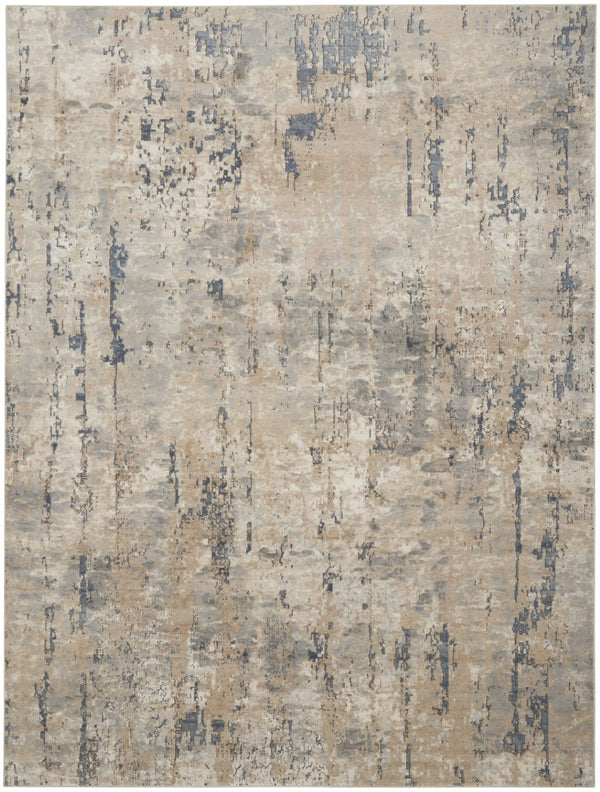 HomeRoots 9' Abstract Beige Power Loom Area Rug - Contemporary Style, Soft Fiber, Durable Design for Any Room 8' X 10' 521912