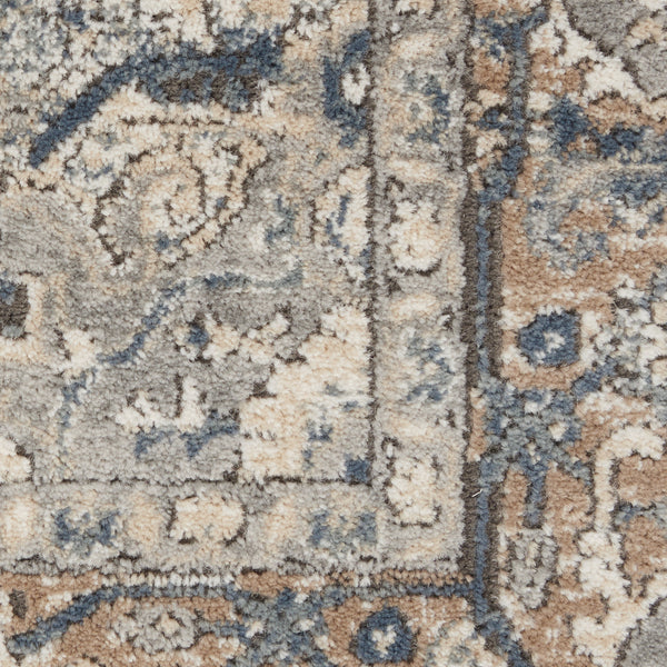 Homeroots 12' Gray And Ivory Medallion Power Loom Runner Rug  Polypropylene,Polyester 521917