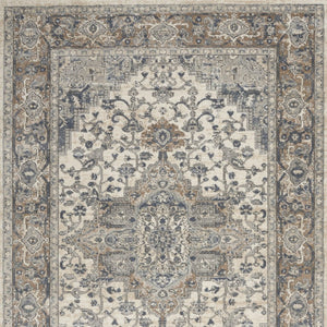 HomeRoots 7' Ivory Floral Power Loom Area Rug - Elegant Design for Living Room, Bedroom & High-Traffic Areas 6' X 9' 521919
