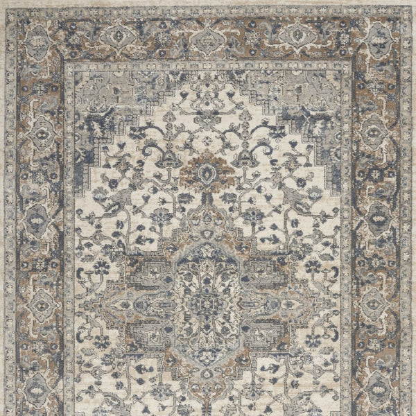 HomeRoots 7' Ivory Floral Power Loom Area Rug - Elegant Design for Living Room, Bedroom & High-Traffic Areas 6' X 9' 521919