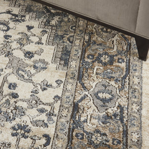 HomeRoots 7' Ivory Floral Power Loom Area Rug - Elegant Design for Living Room, Bedroom & High-Traffic Areas 6' X 9' 521919