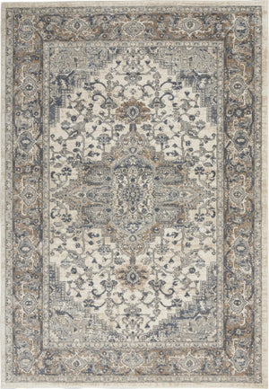 HomeRoots 7' Ivory Floral Power Loom Area Rug - Elegant Design for Living Room, Bedroom & High-Traffic Areas 6' X 9' 521919