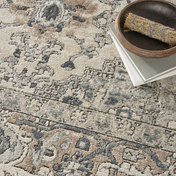 HomeRoots 7' Ivory Floral Power Loom Area Rug - Elegant Design for Living Room, Bedroom & High-Traffic Areas 8' X 10' 521920