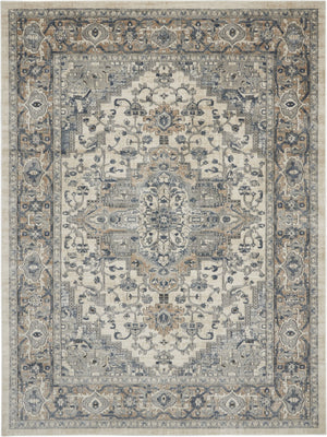 HomeRoots 7' Ivory Floral Power Loom Area Rug - Elegant Design for Living Room, Bedroom & High-Traffic Areas 8' X 10' 521920