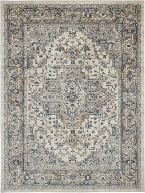 Homeroots 10' X 14' Ivory Floral Power Loom Area Rug  Polypropylene 521921