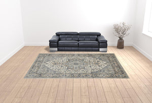 Homeroots 10' X 14' Ivory Floral Power Loom Area Rug  Polypropylene 521921