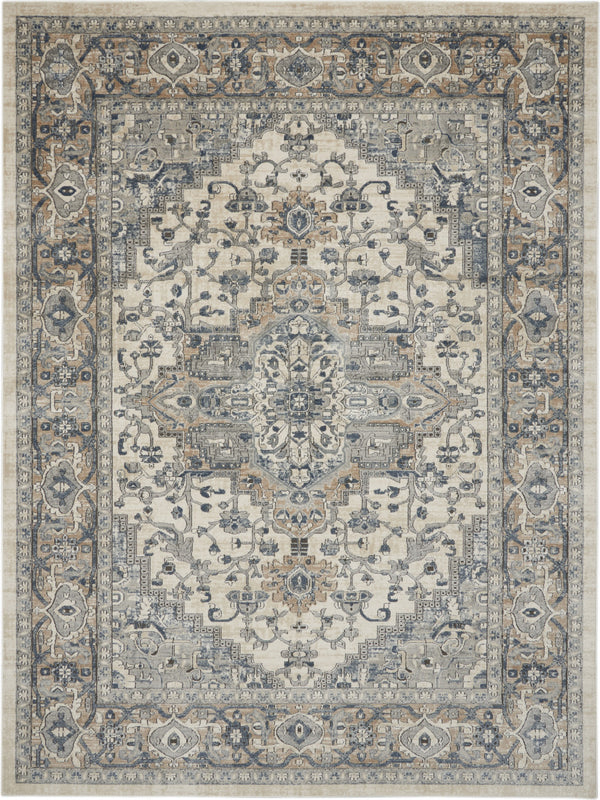 Homeroots 10' X 14' Ivory Floral Power Loom Area Rug  Polypropylene 521921