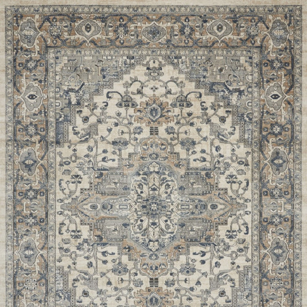 HomeRoots 7' Ivory Floral Power Loom Area Rug - Elegant Design for Living Room, Bedroom & High-Traffic Areas 7' X 10' 521922