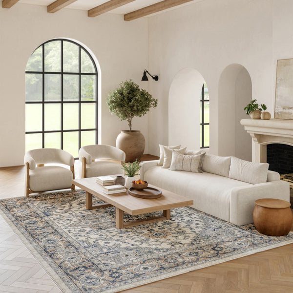 HomeRoots 7' Ivory Floral Power Loom Area Rug - Elegant Design for Living Room, Bedroom & High-Traffic Areas 7' X 10' 521922