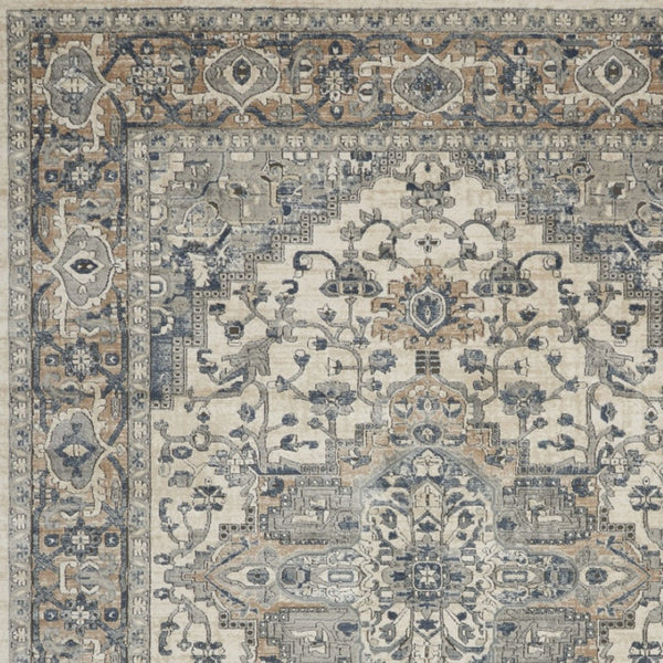 HomeRoots 7' Ivory Floral Power Loom Area Rug - Elegant Design for Living Room, Bedroom & High-Traffic Areas 7' X 10' 521922