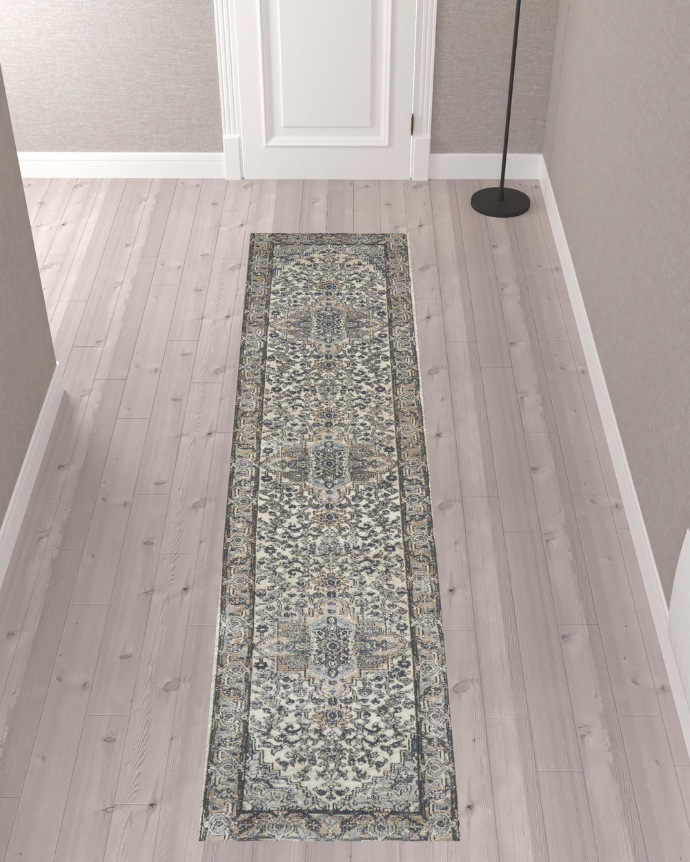 Homeroots 10' Gray And Ivory Medallion Power Loom Runner Rug  Polypropylene,Polyester 521923