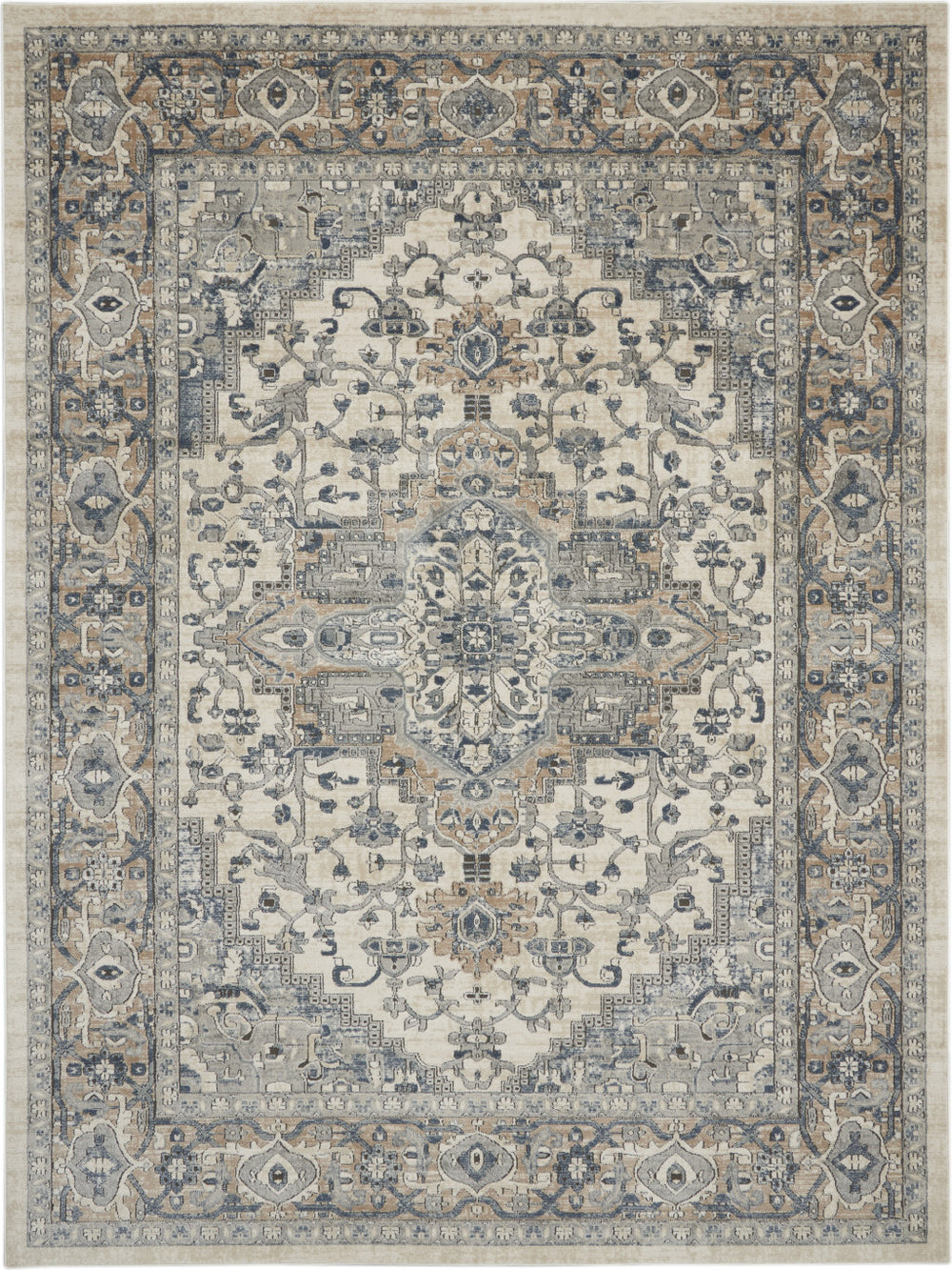 Homeroots 9' X 12' Ivory Floral Power Loom Area Rug  Polypropylene 521924