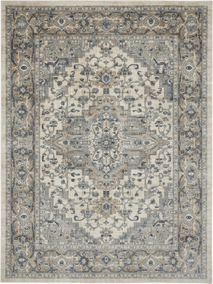 Homeroots 9' X 12' Ivory Floral Power Loom Area Rug  Polypropylene 521924