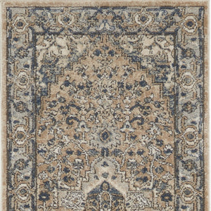 Homeroots 10' Gray And Ivory Medallion Power Loom Runner Rug  Polypropylene,Polyester 521929